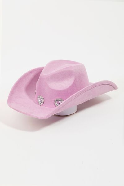 Fame Rhinestone Pave Heart Cowboy Hat For Glamorous Style