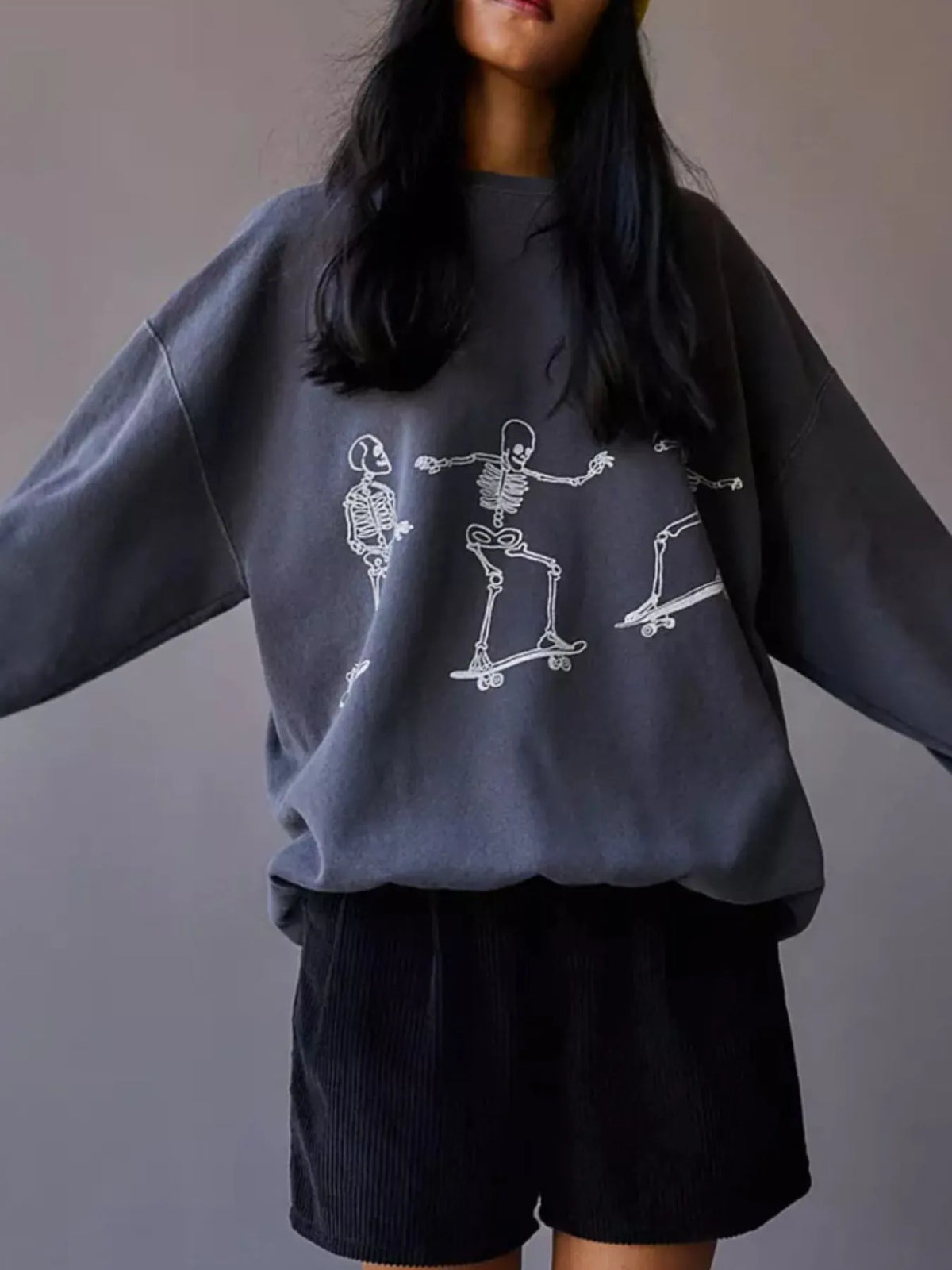 Skeleton Graphic Oversized Sweatshirt