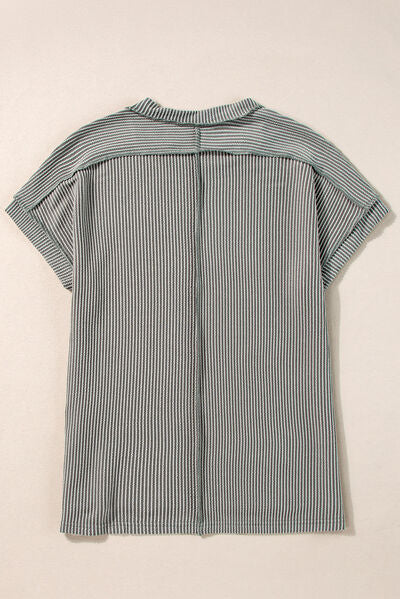 Pink Boots Graphic Striped T-Shirt with Round Neck & Short Sleeves
