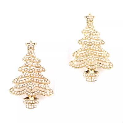 Christmas Tree Rhinestone Earrings