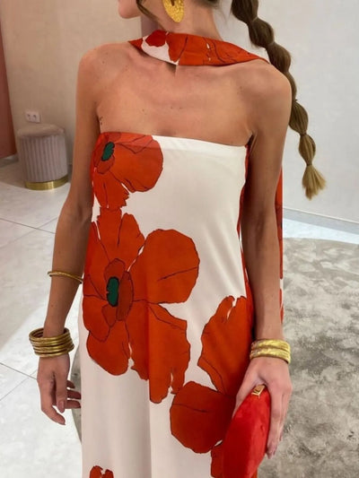 Printed Tube Maxi Dress