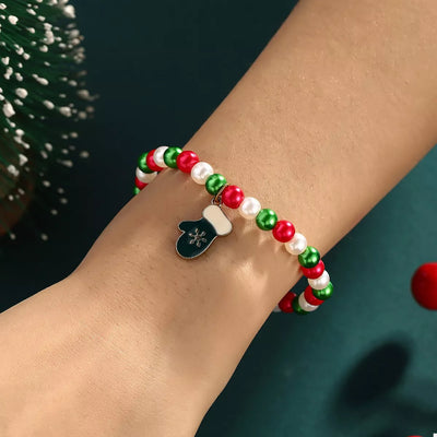 5 Piece Christmas Synthetic Pearl Bracelet