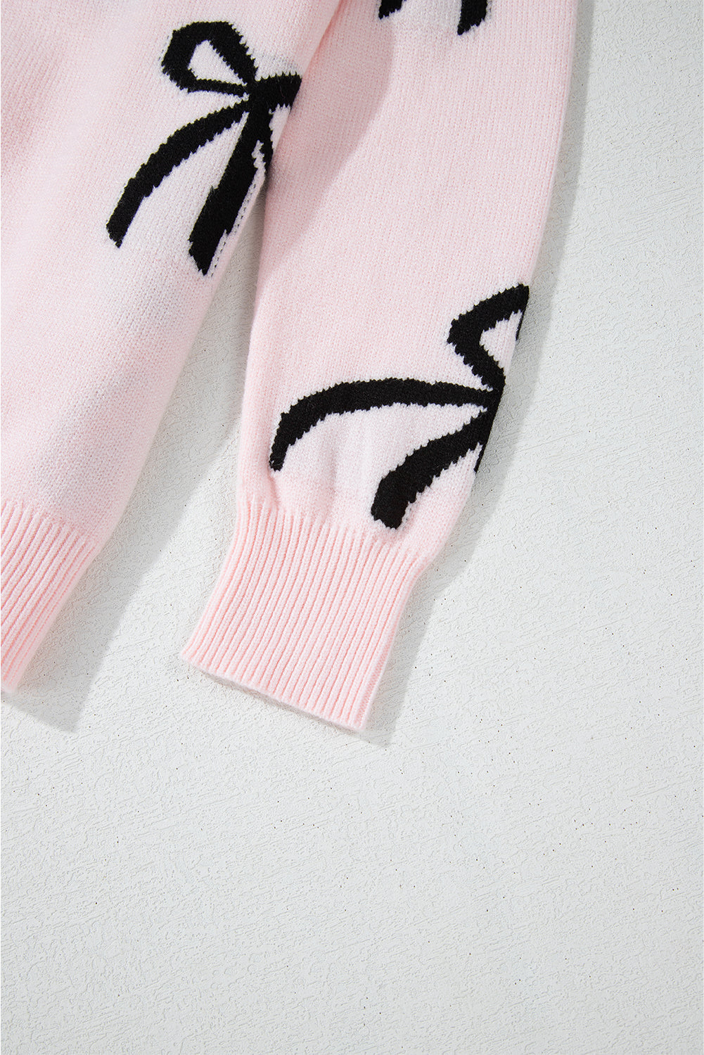 Chic Bow Design Loose Fit Sweater in Soft Pink Hue