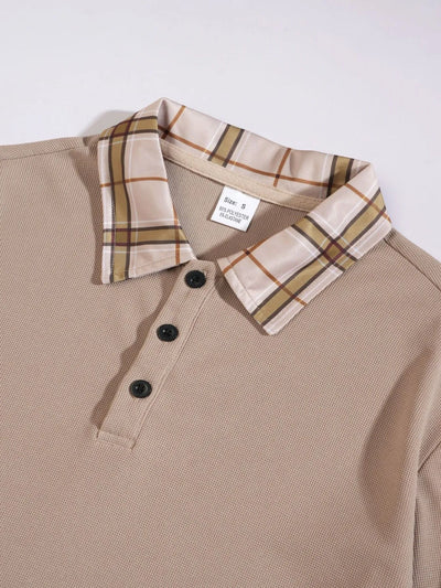 Men's Full Size Classic Plaid Collar Polo and Shorts Set Plus Size