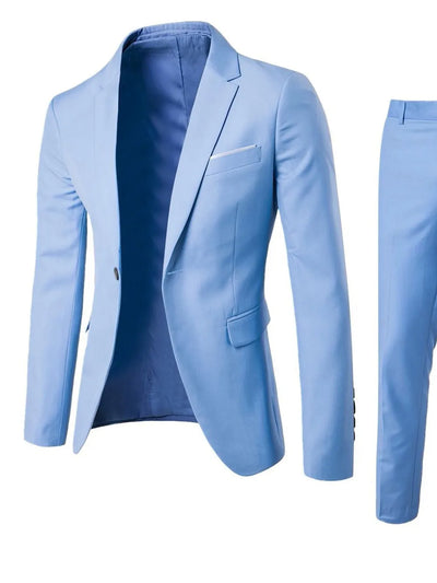 Men's Full Size Slim Fit One Button Top and Pants Two-Piece Blazer Set Plus Size