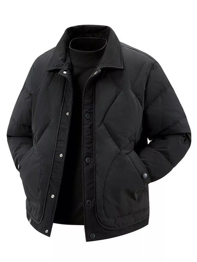 Men's Plus Size Quilted Snap-Down Padded Coat