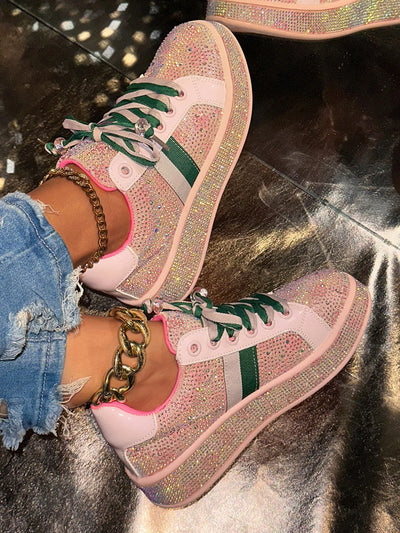 Rhinestone Round Toe Sneakers