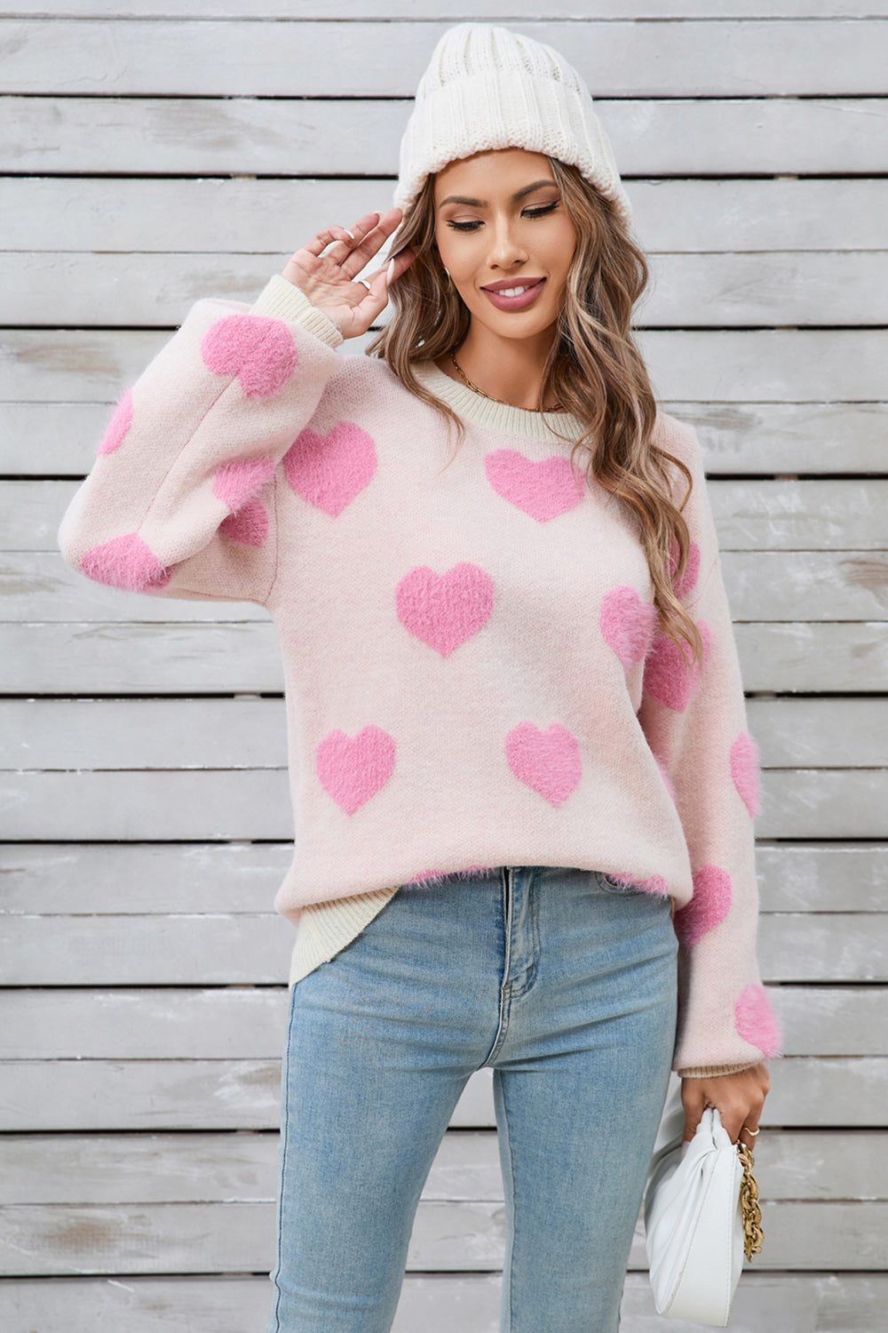 Cozy Angel Wings Heart Sweater with Trendy Dropped Shoulders