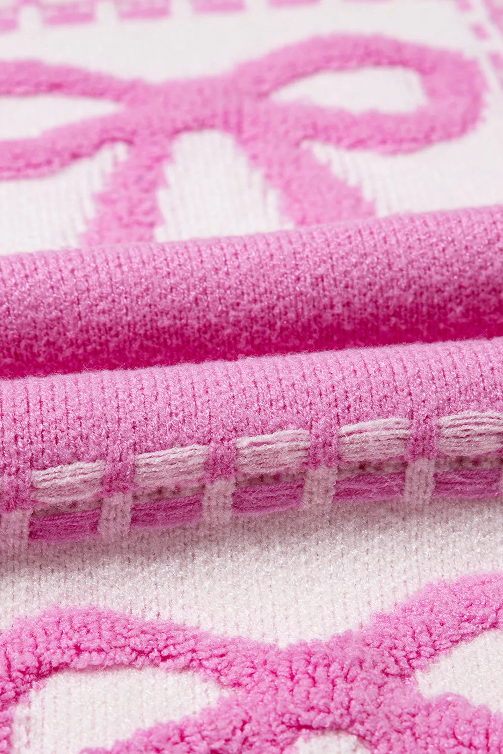 Cozy Soft Pink Bow Round Neck Long Sleeve Sweater