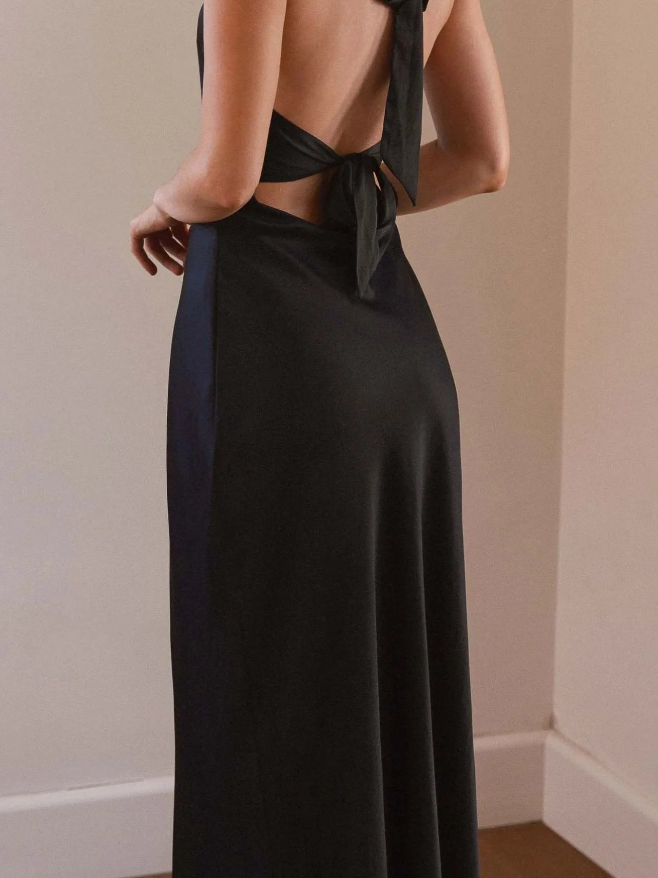 Halter Neck Wrap Maxi Dress with Tie Detail