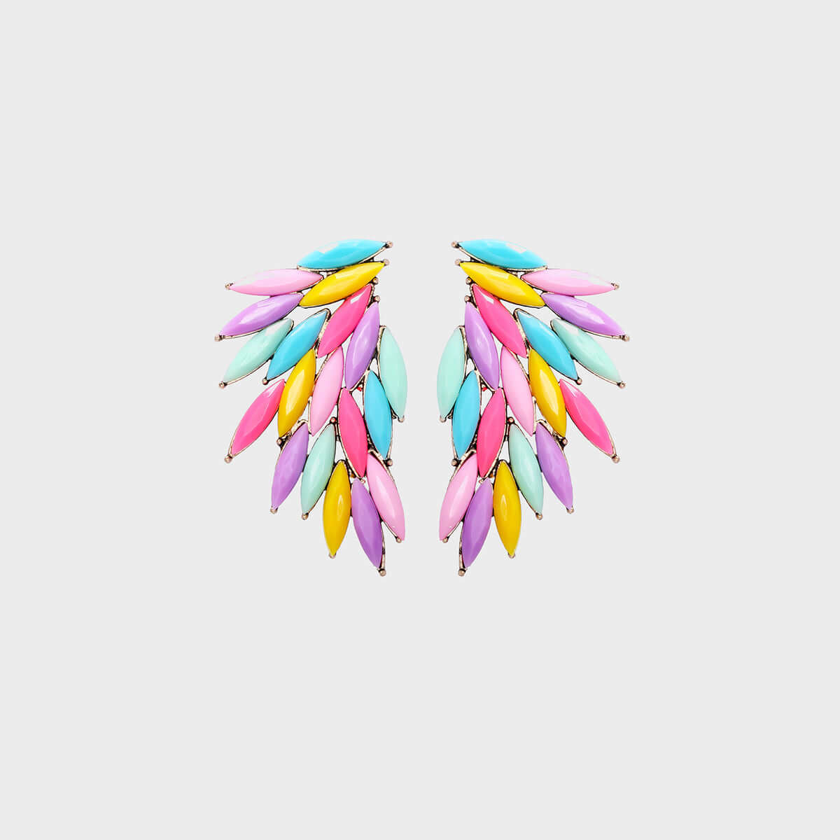 Stylish Alloy Acrylic Wing Earrings with Vibrant Color Gradient