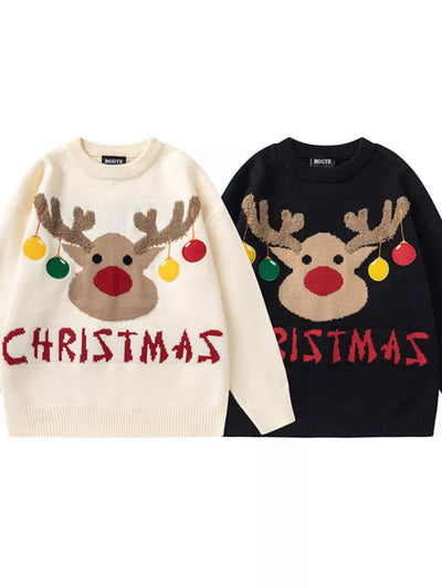 Plus Size Christmas Reindeer Long Sleeve Sweater