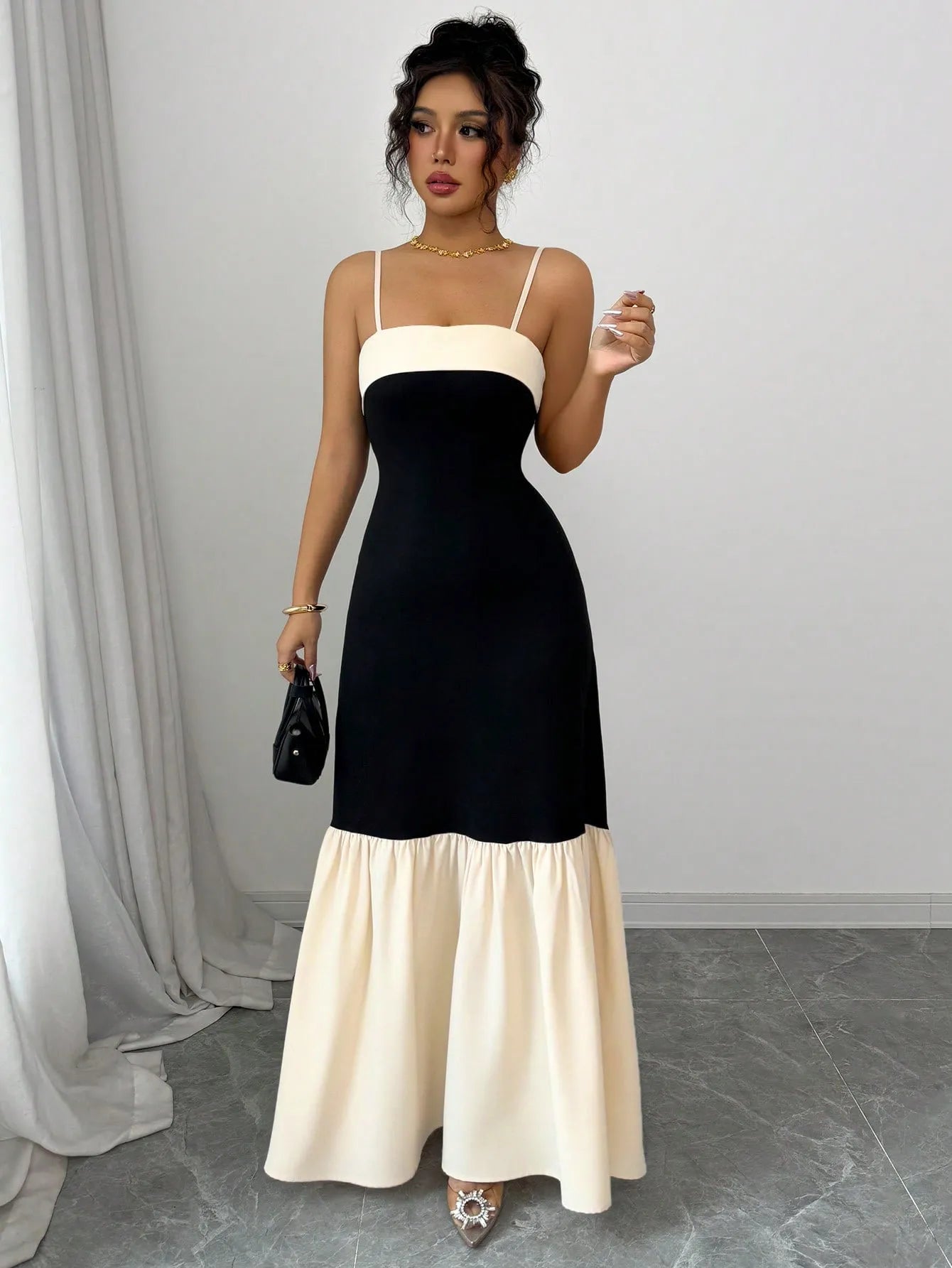 Color Block Maxi Cami Dress