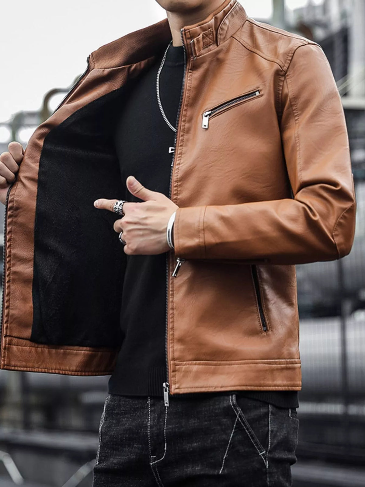 Men's Plus Size Zip Up Long Sleeve Jacket