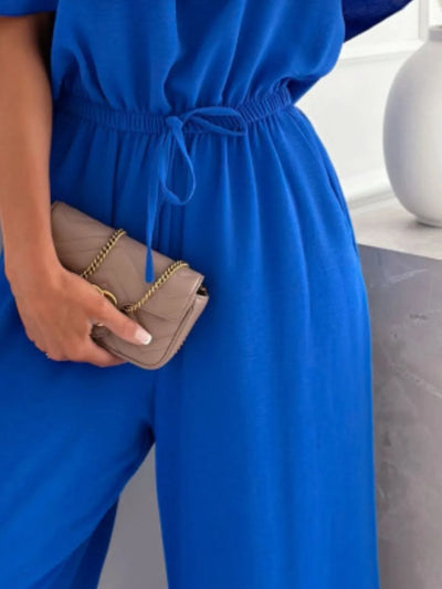 Off-Shoulder Ruffled Wide Leg Jumpsuit