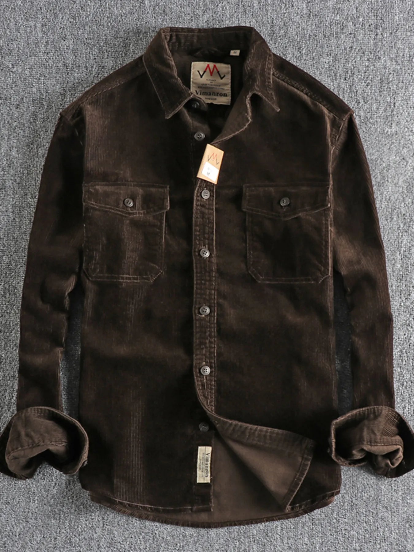 Men's Plus Size Corduroy Long Sleeve Button Up Shirt