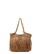 Bohemian Straw Fringe Hobo Handbag
