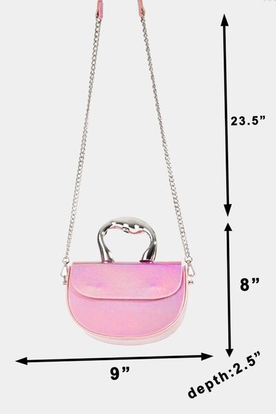 Fame Glossy Semi Circle Top Handle Bag for Chic Style