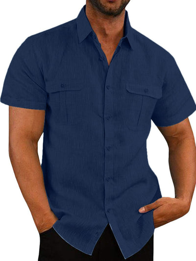 Men's Plus Size Collared Neck Short Sleeve Shirt for Comfort