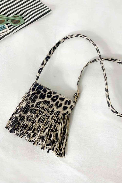 Chic Leopard Print PU Leather Crossbody Bag with Fringe