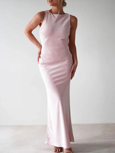 Satin Sleeveless Maxi Dress