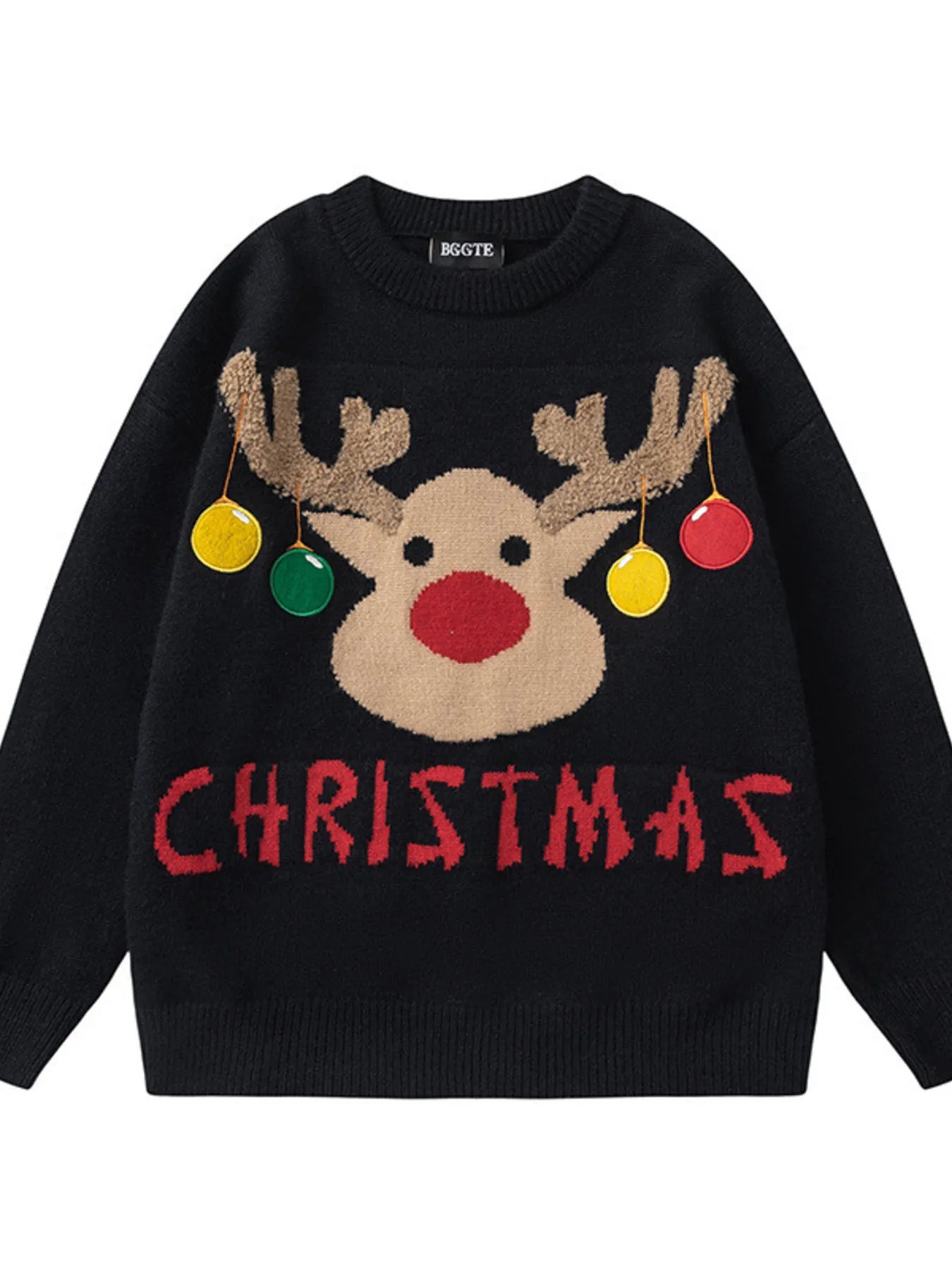 Plus Size Christmas Reindeer Long Sleeve Sweater