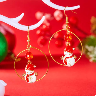 18K Gold-Plated Christmas Snowman Earrings