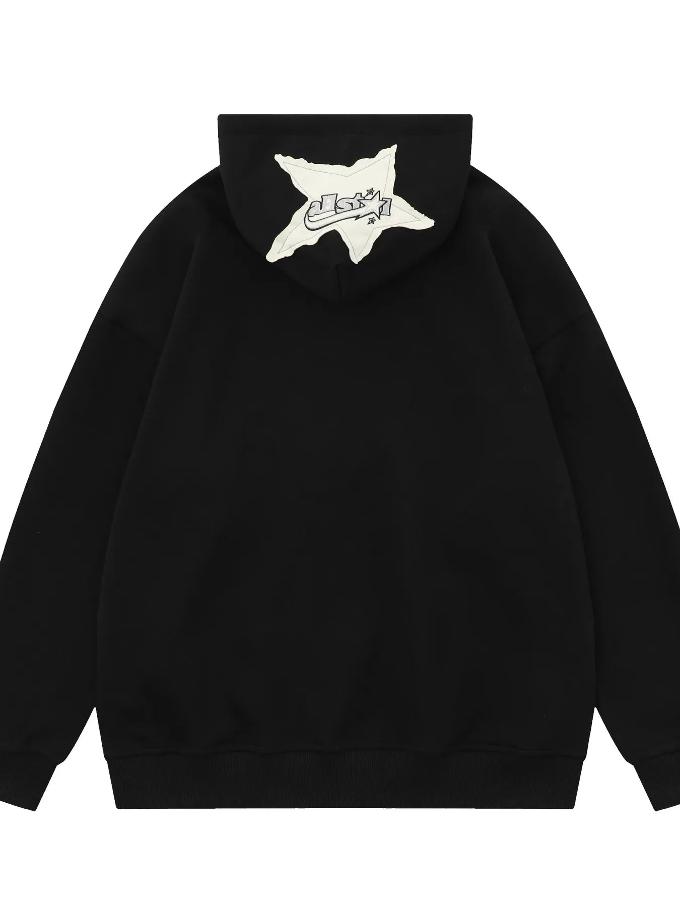 Men's Star Patch Oversized Hoodie with Snap Detail