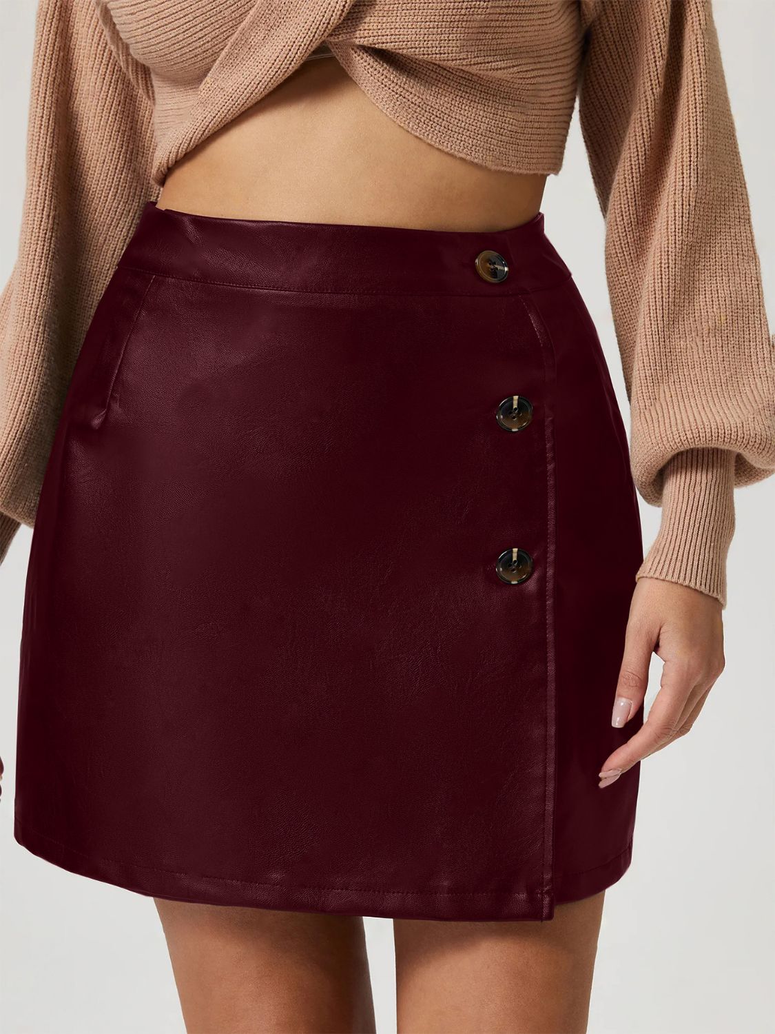 Chic Buttoned High-Rise Mini Skirt for Trendy Styling