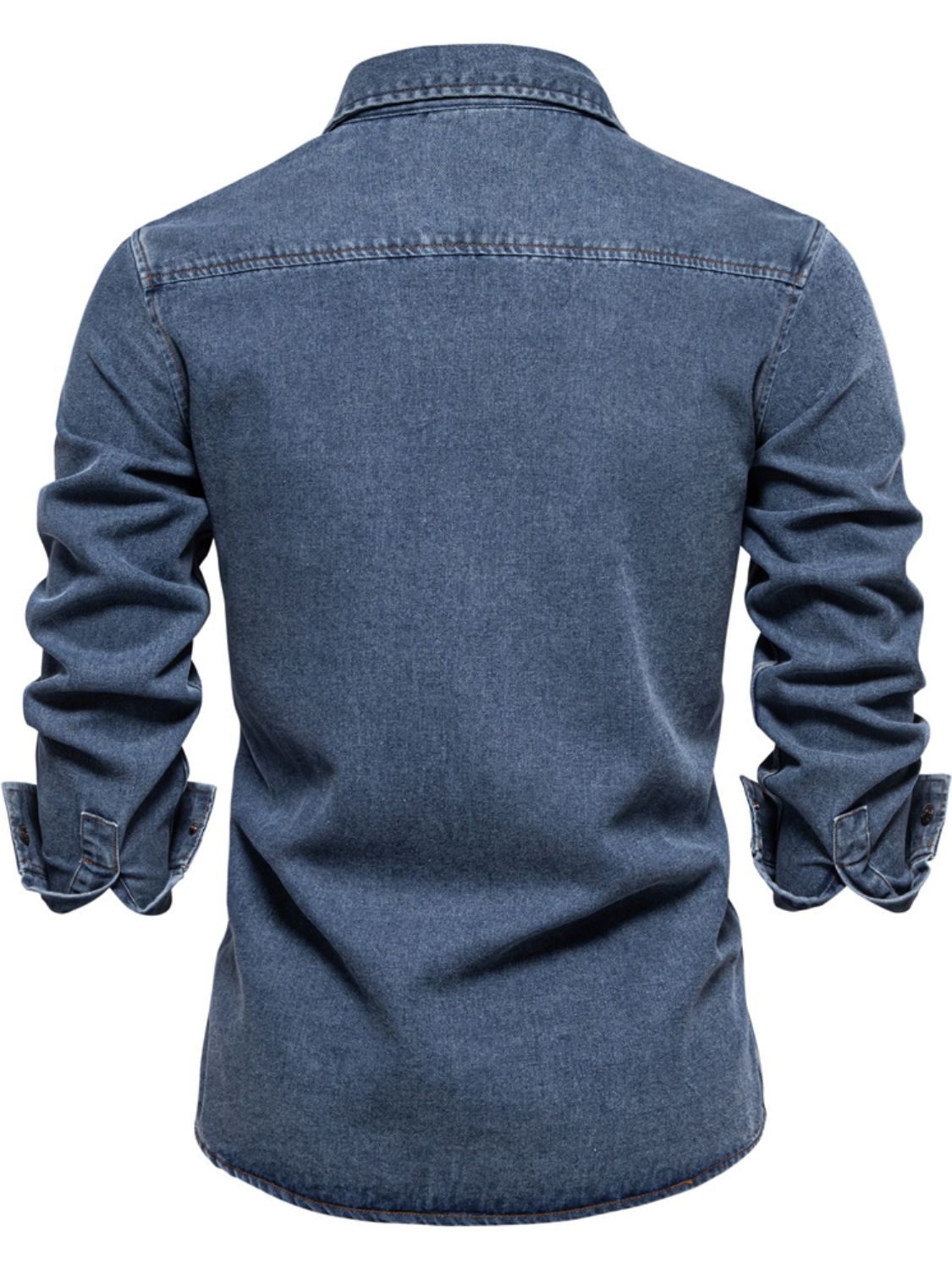 Men's Snap Down Long Sleeve Denim Shirt for Casual Style