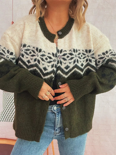 Christmas Button Up Drop Shoulder Cardigan