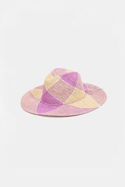 Fame Contrast Straw Braid Hat for Stylish Summer Days