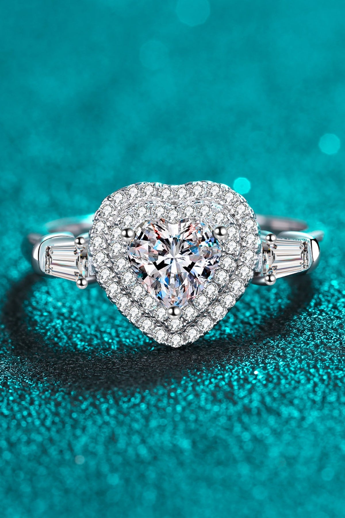 Enchanting 1 Carat Moissanite Heart Ring in 925 Sterling Silver
