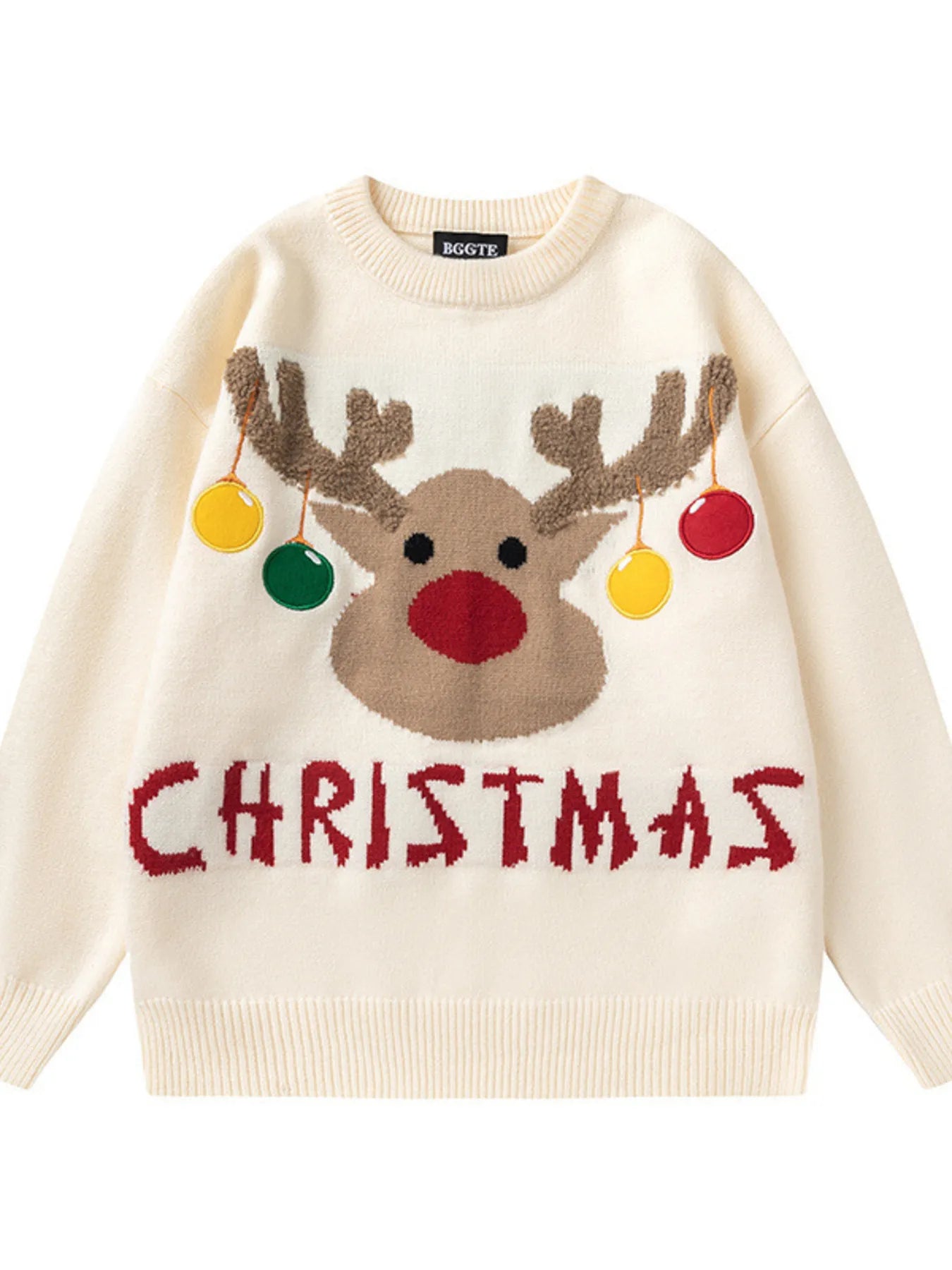 Plus Size Christmas Reindeer Long Sleeve Sweater