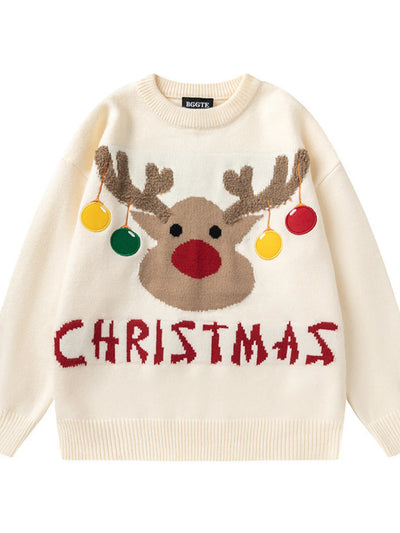 Plus Size Christmas Reindeer Long Sleeve Sweater