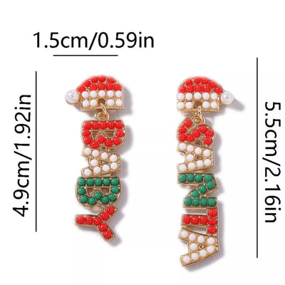 Christmas Beaded BABY Drop Earrings