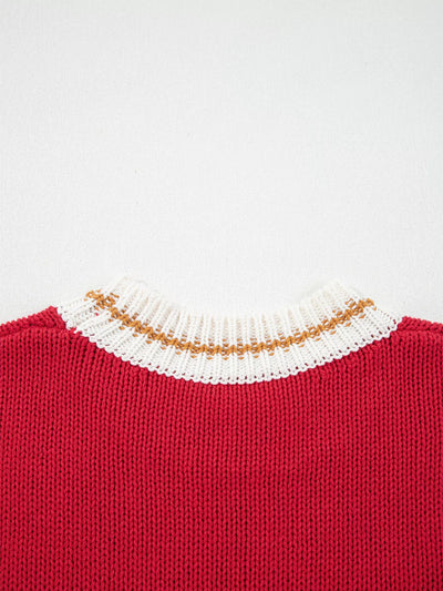 MERRY Contrast Edge Drop Shoulder Christmas Sweater
