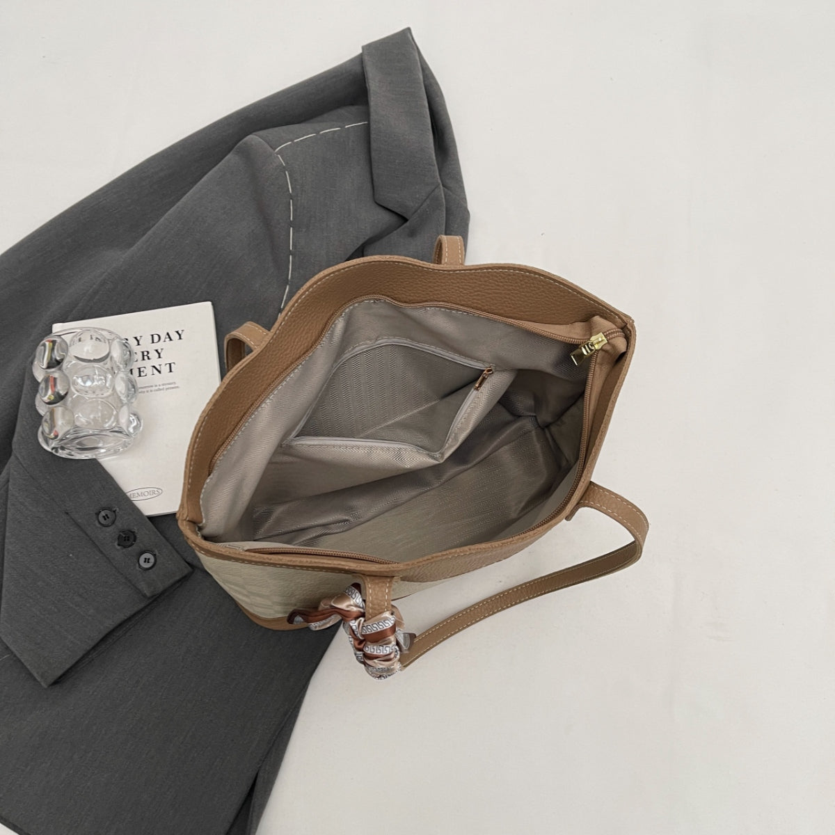 Stylish PU Leather Tied Contrast Tote Bag for Every Occasion