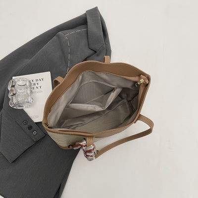 Stylish PU Leather Tied Contrast Tote Bag for Every Occasion