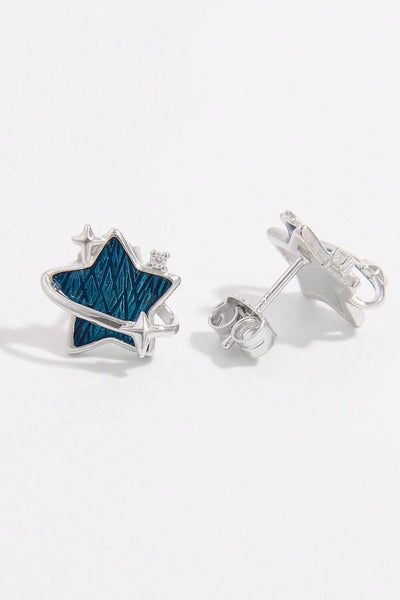Elegant 925 Sterling Silver Star Earrings with Zircon Sparkle