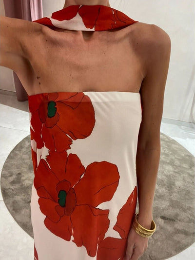 Printed Tube Maxi Dress