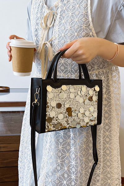 Stylish PU Leather Sequin Handbag for Fashionable Women