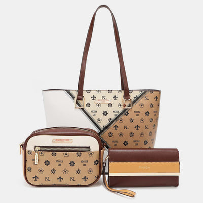 Nicole Lee USA 3-Piece Color Block Handbag Set for Women