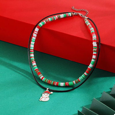 PU Leather Cord Necklace with Christmas Santa Pendant