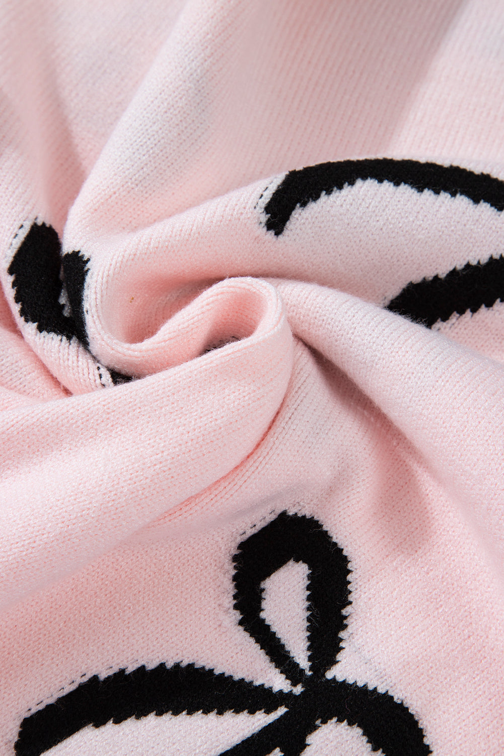 Chic Bow Design Loose Fit Sweater in Soft Pink Hue