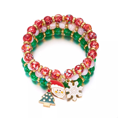 3 Piece Christmas Charm Beaded Bracelet