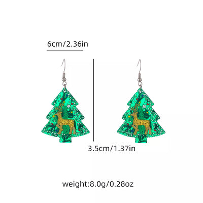 Christmas Tree Glitter Dangle Earrings