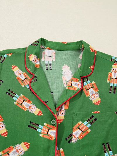 Christmas Nutcracker Button Up Top and Shorts Lounge Set