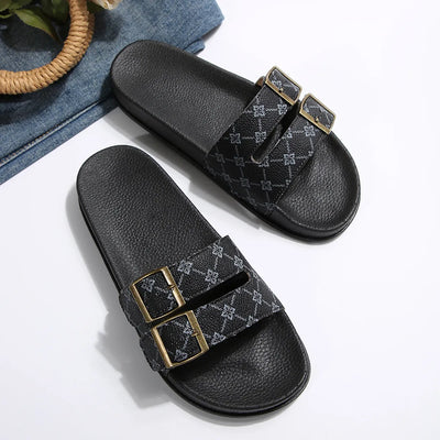 Open Toe Double Buckle Sandals