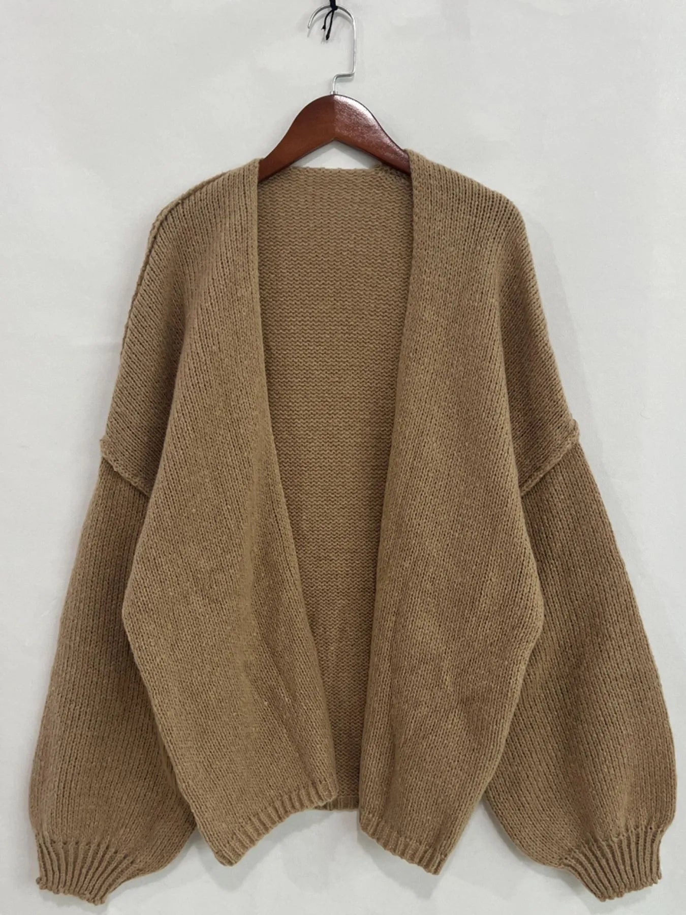 Open Front Dropped Shoulder Cardigan